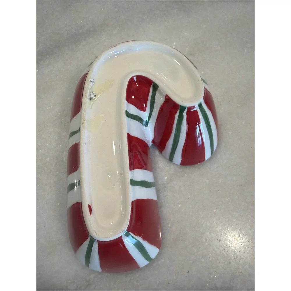 Set Of 2 Pier‎ 1 Imports Christmas Candy Cane Ceramic Dip/ Serving Bowls OLA001